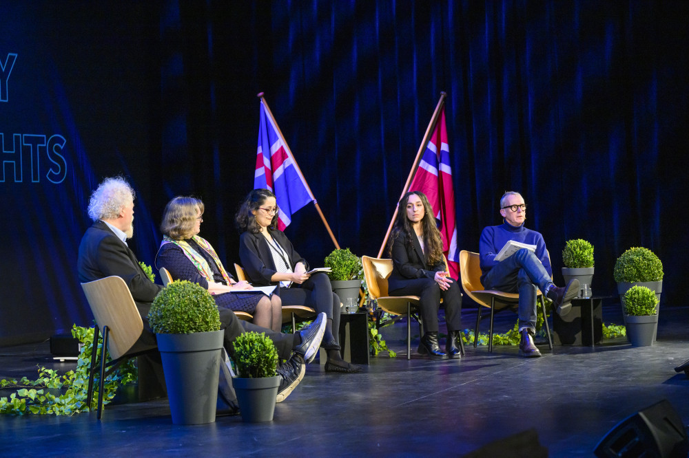 The entire panel from left: Sverre Pedersen (from Freemuse), Sarah Whyatt (Author of the Council of Europe report on artistic freedom 'Free to create: Artistic freedom in Europe''), Sonay Ban, Ph.D., Editor at Susma/Speak Up Platform, Lusine Djanyan, Pussy
