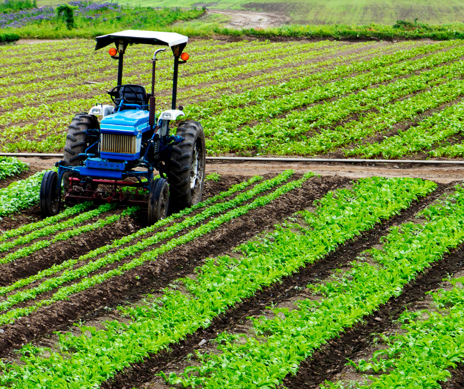 Traktor på pløyd jorde