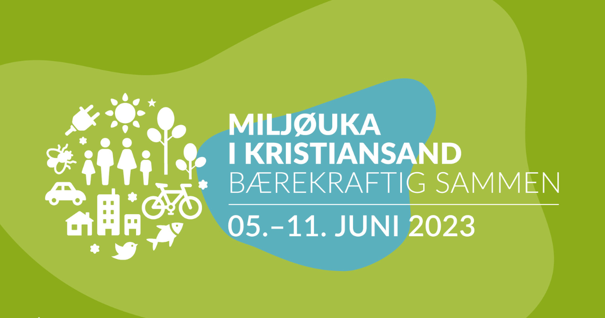 Logo og teksten: Miljøuka i Kristiansand Bærekraftig sammen 05.-11. juni 2023