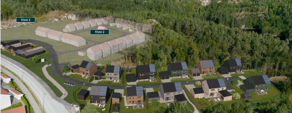 Illustrasjon av nytt boligområde i Lille Kartemyrvei. 