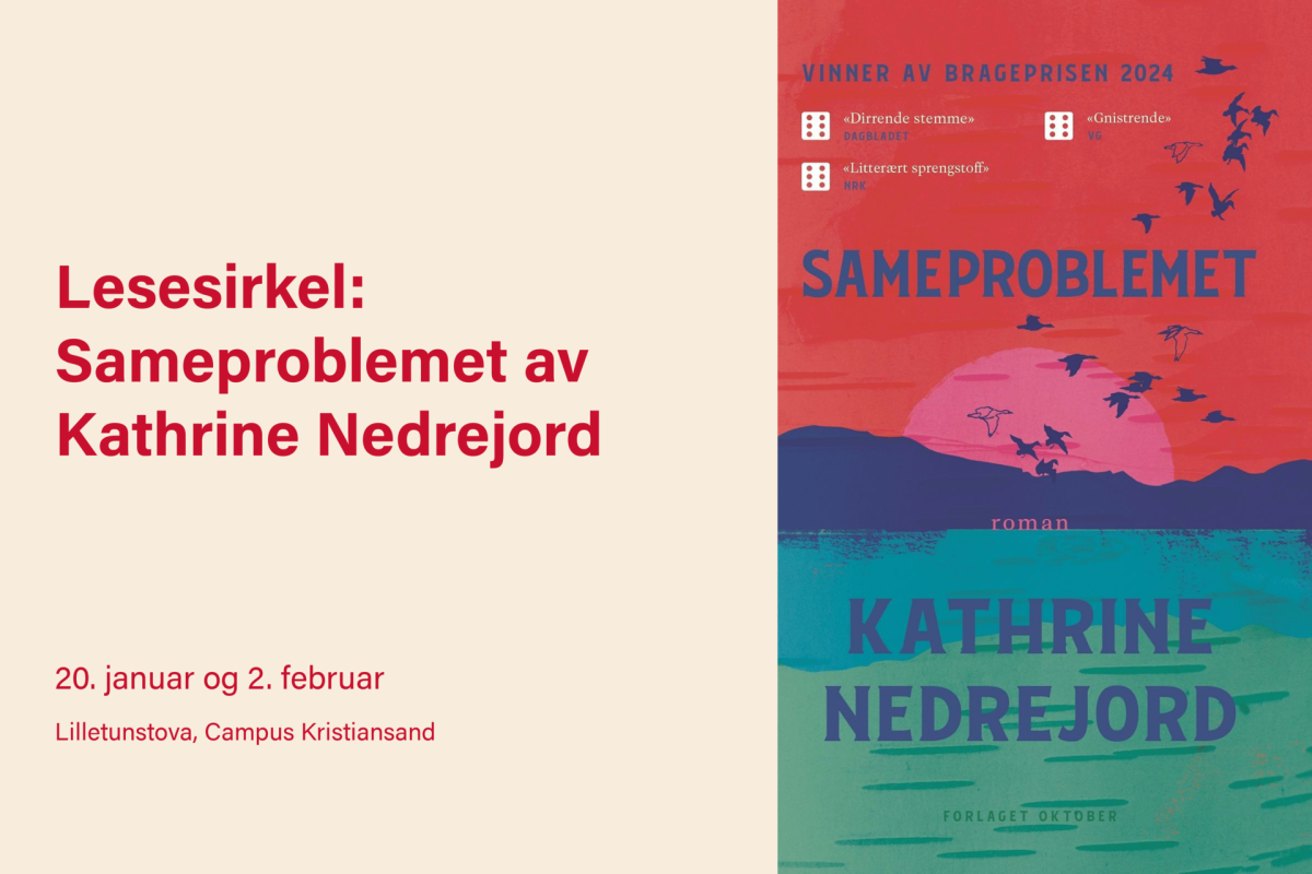 Dette er en reklame plakat fra internettsidene til UiA, viser hvilken bok som skal leses den 2. februar